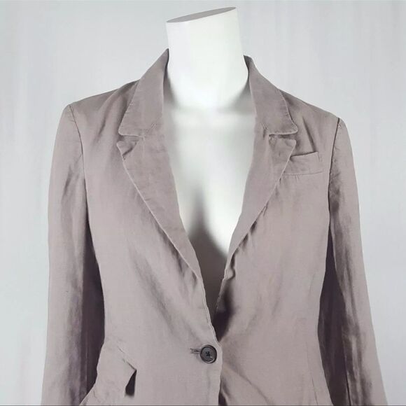 LOFT Womens Size 2 Gray Long Sleeve Lined 100% Linen Career Blazer - Picture 2 of 8